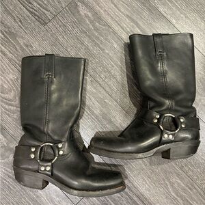Frye Black Leather Harness 12R Boots